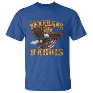 Veterans For Harris 2024 T Shirt Military Vintage Eagle Gun American Flag TS11 Royal Blue Print Your Wear