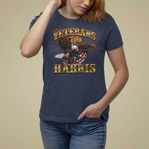 Veterans For Harris 2024 T Shirt For Women Military Vintage Eagle Gun American Flag TS11 Navy Print Your Wear