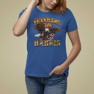 Veterans For Harris 2024 T Shirt For Women Military Vintage Eagle Gun American Flag TS11 Royal Blue Print Your Wear