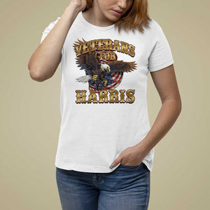 Veterans For Harris 2024 T Shirt For Women Military Vintage Eagle Gun American Flag TS11 White Print Your Wear