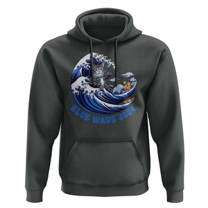 Funny Blue Wave 2024 Hoodie Vote Blue Presidential Elections Cat Tsunami Flowers TS11 Dark Heather Print Your Wear