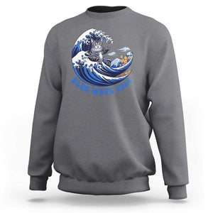 Funny Blue Wave 2024 Sweatshirt Vote Blue Presidential Elections Cat Tsunami Flowers TS11 Charcoal Print Your Wear