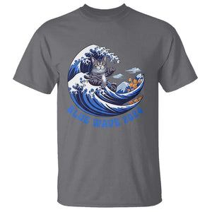 Funny Blue Wave 2024 T Shirt Vote Blue Presidential Elections Cat Tsunami Flowers TS11 Charcoal Print Your Wear