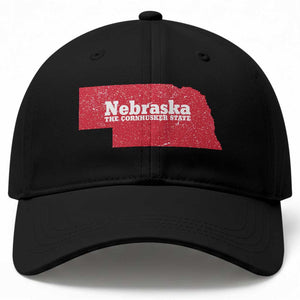 Nebraska The Cornhusker State Baseball Cap Distressed NE State Map