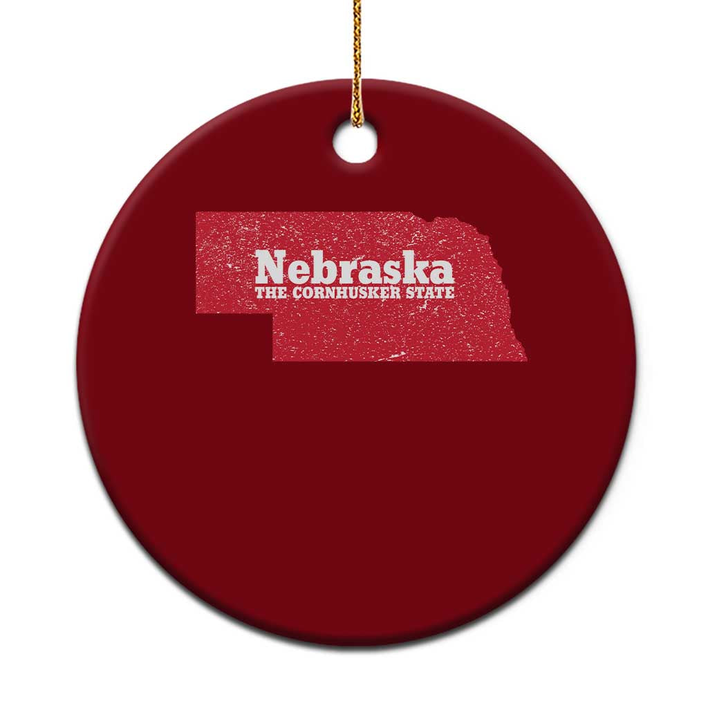 Nebraska The Cornhusker State Ceramic Ornament Distressed NE State Map