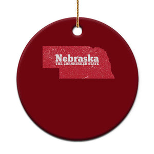Nebraska The Cornhusker State Ceramic Ornament Distressed NE State Map