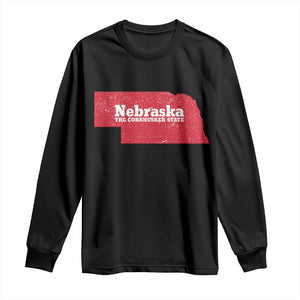 Nebraska The Cornhusker State Long Sleeve Shirt Distressed NE State Map