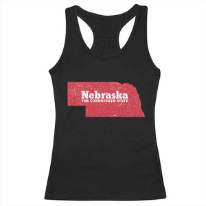 Nebraska The Cornhusker State Racerback Tank Top Distressed NE State Map