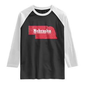 Nebraska The Cornhusker State Raglan Shirt Distressed NE State Map