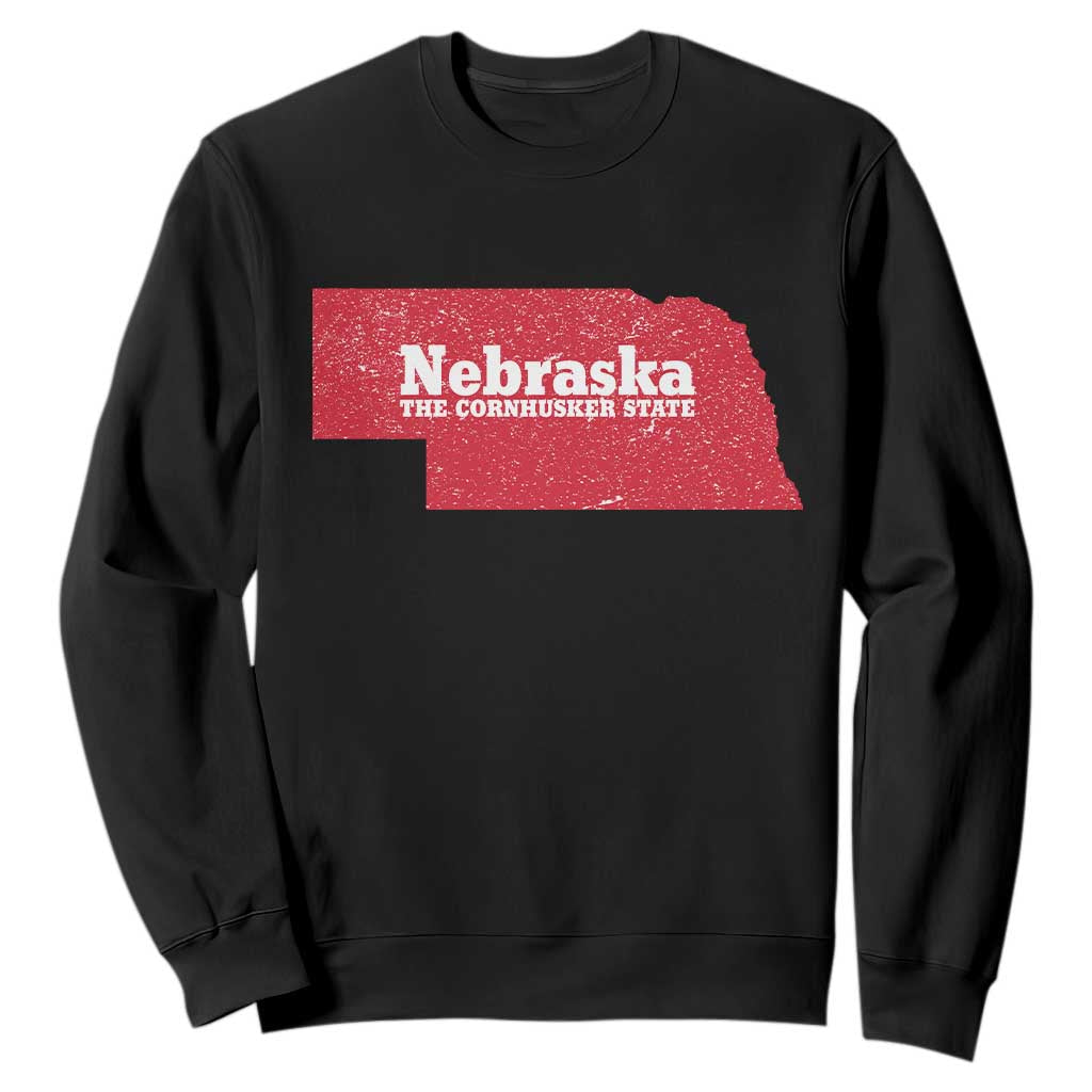 Nebraska The Cornhusker State Sweatshirt Distressed NE State Map