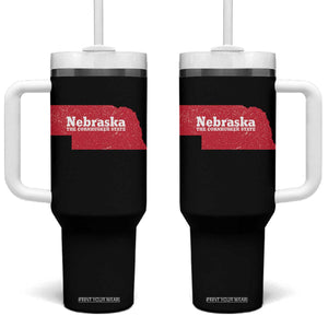 Nebraska The Cornhusker State Tumbler With Handle Distressed NE State Map