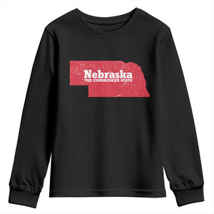 Nebraska The Cornhusker State Youth Sweatshirt Distressed NE State Map