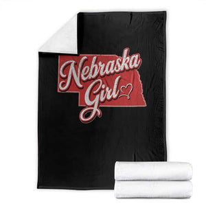 Nebraska Girl Throw Blanket Red Map of NE State