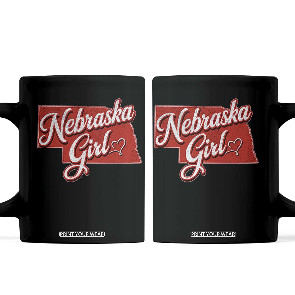 Nebraska Girl Coffee Mug Red Map of NE State