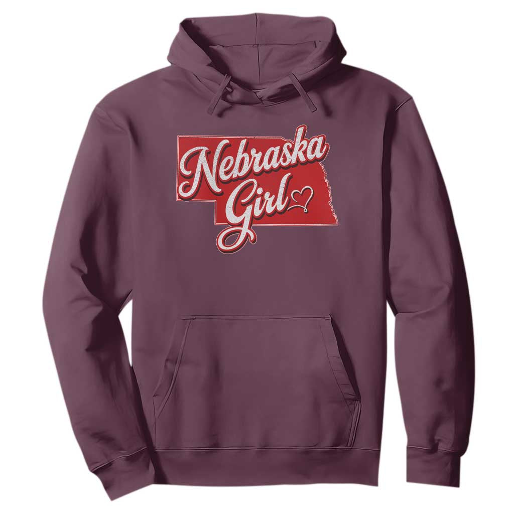 Nebraska Girl Hoodie Red Map of NE State