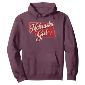 Nebraska Girl Hoodie Red Map of NE State