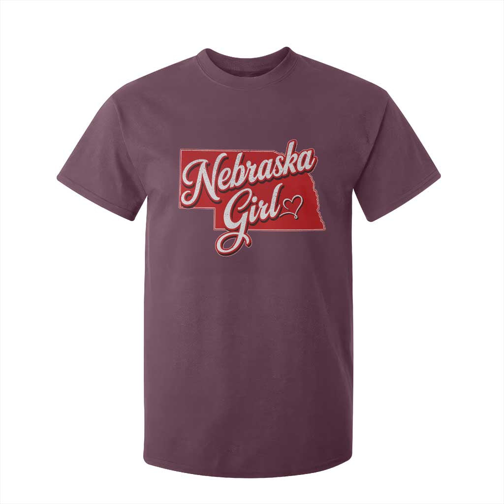 Nebraska Girl T Shirt For Kid Red Map of NE State