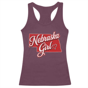 Nebraska Girl Racerback Tank Top Red Map of NE State