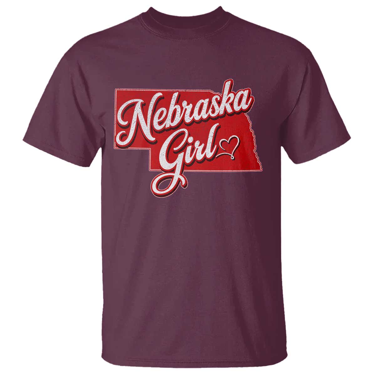 Nebraska Girl T Shirt Red Map of NE State