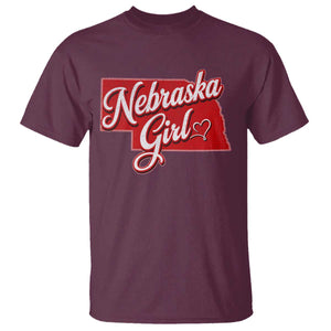 Nebraska Girl T Shirt Red Map of NE State