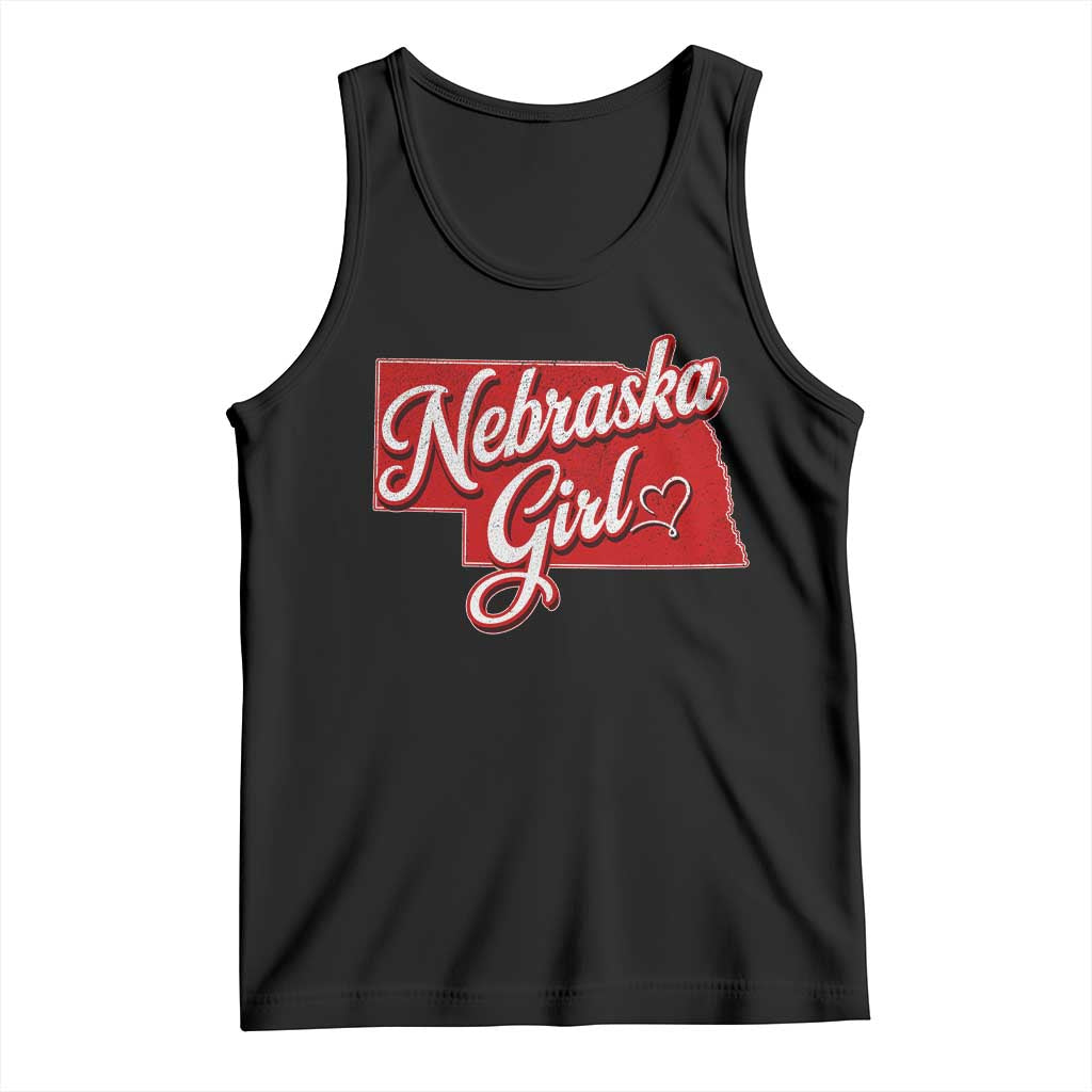 Nebraska Girl Tank Top Red Map of NE State