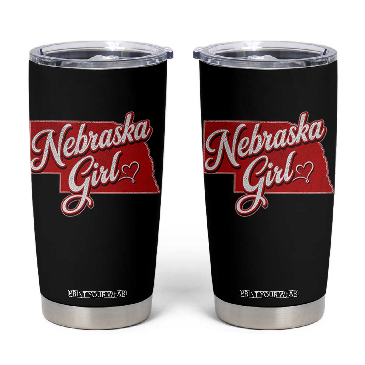 Nebraska Girl Tumbler Cup Red Map of NE State
