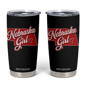 Nebraska Girl Tumbler Cup Red Map of NE State