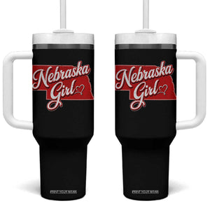 Nebraska Girl Tumbler With Handle Red Map of NE State
