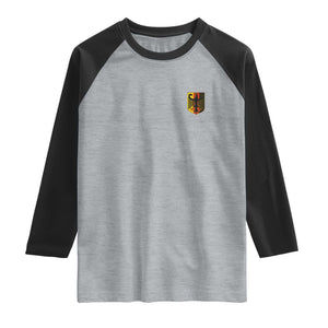 Deutschland German Pride Bundesadler Coat of Arms Crest Raglan Shirt TS11 Heather Gray Black Print Your Wear
