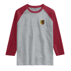 Deutschland German Pride Bundesadler Coat of Arms Crest Raglan Shirt TS11 Heather Gray Heather Red Print Your Wear