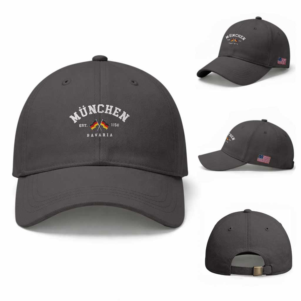 Munich City Bavaria Germany Est 1158 Baseball Cap Vintage German Flag TS11 Baseball Cap Universal Fit Dark Gray Print Your Wear