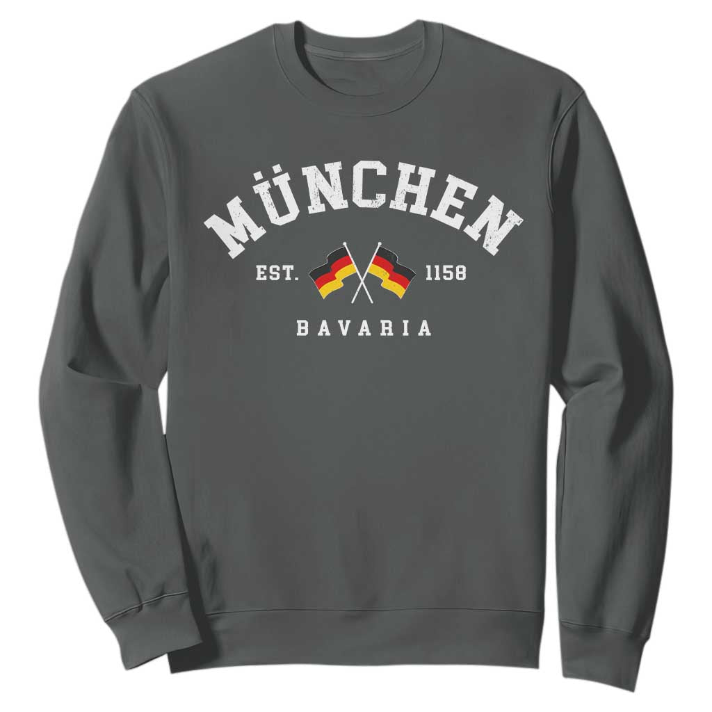 Munich City Bavaria Germany Est 1158 Sweatshirt Vintage German Flag TS11 Dark Heather Print Your Wear