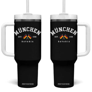 Munich City Bavaria Germany Est 1158 Tumbler With Handle Vintage German Flag TS11 One Size: 40 oz Black Print Your Wear