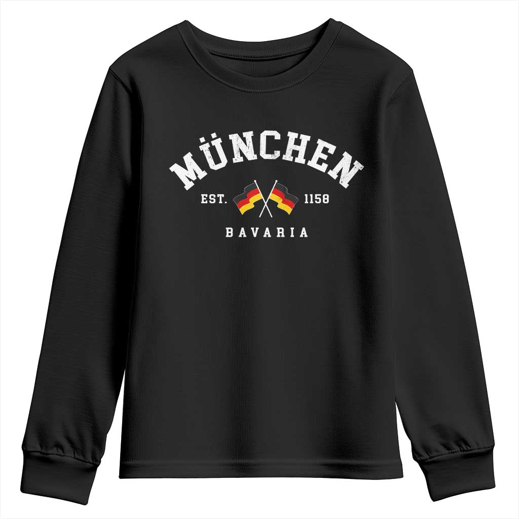 Munich City Bavaria Germany Est 1158 Youth Sweatshirt Vintage German Flag TS11 Black Print Your Wear