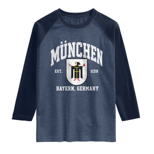 Munich Bayern Germany Est 1158 Raglan Shirt Munchen Coat of Arms