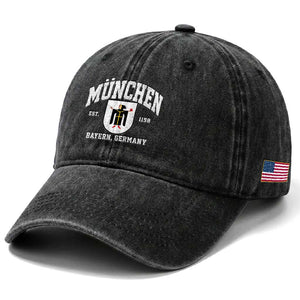 Munich Bayern Germany Est 1158 Washed Cotton Baseball Cap Munchen Coat of Arms