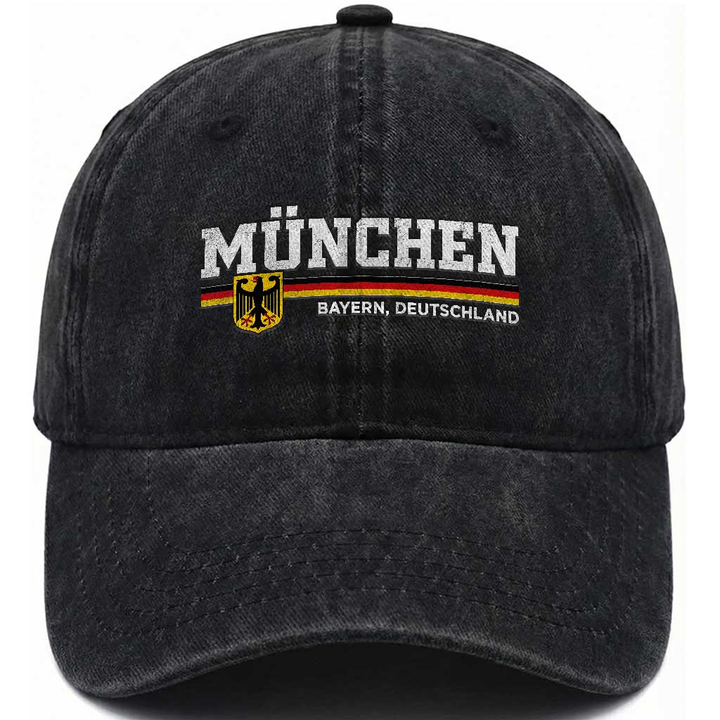 Munich Munchen Bayern Germany Washed Cotton Baseball Cap Bundesadler Coat of Arms
