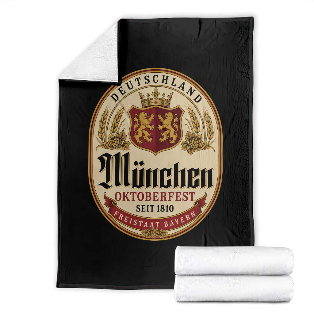 Oktoberfest Munchen Seit 1810 Throw Blanket Deutschland German Beer Label Bavarian Lion Shield TS11 Black Print Your Wear