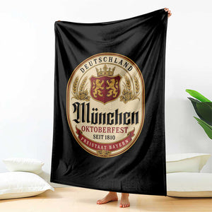 Oktoberfest Munchen Seit 1810 Throw Blanket Deutschland German Beer Label Bavarian Lion Shield TS11 Print Your Wear