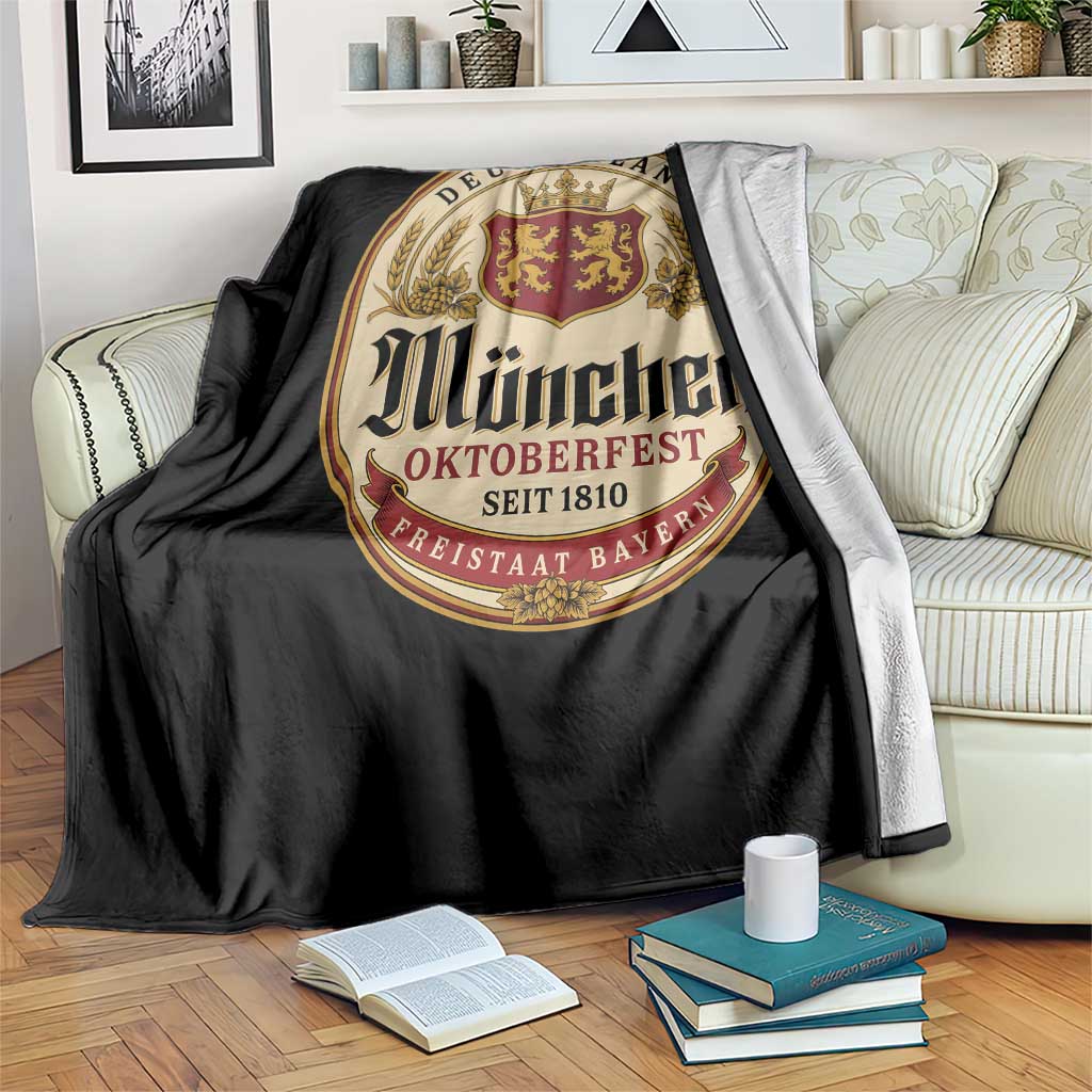 Oktoberfest Munchen Seit 1810 Throw Blanket Deutschland German Beer Label Bavarian Lion Shield TS11 Print Your Wear