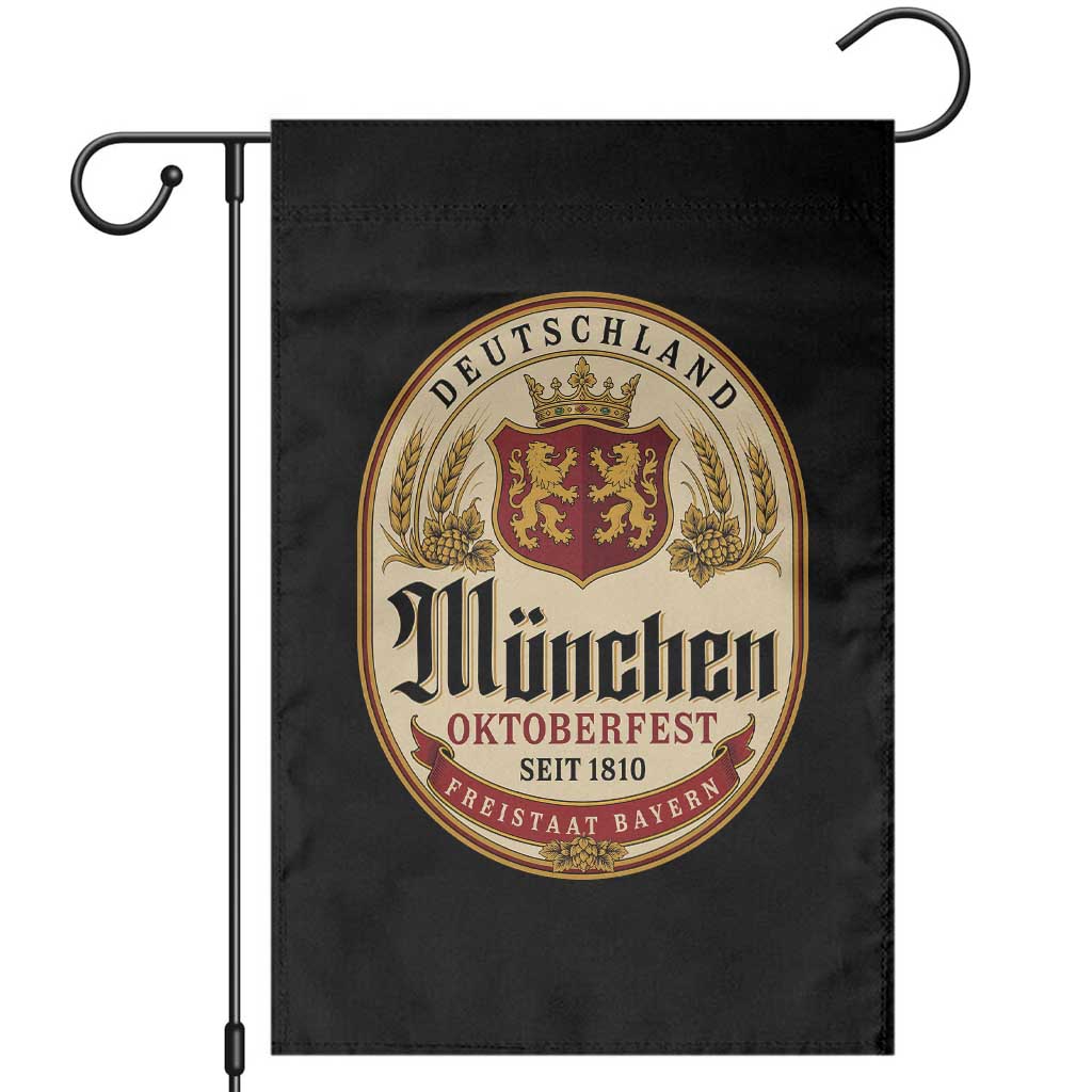 Oktoberfest Munchen Seit 1810 Garden Flag Deutschland German Beer Label Bavarian Lion Shield TS11 Black Print Your Wear