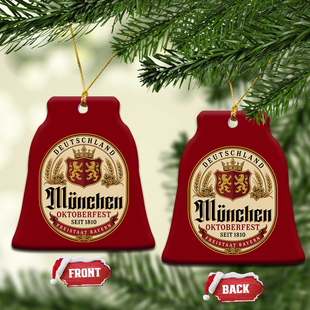 Oktoberfest Munchen Seit 1810 Ceramic Ornament Deutschland German Beer Label Bavarian Lion Shield TS11 Print Your Wear