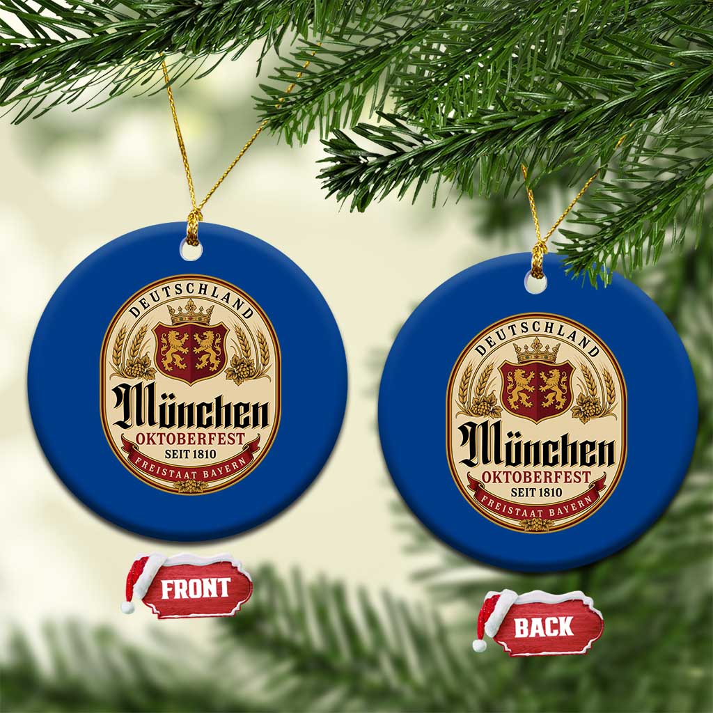 Oktoberfest Munchen Seit 1810 Ceramic Ornament Deutschland German Beer Label Bavarian Lion Shield TS11 1pc Blue Print Your Wear