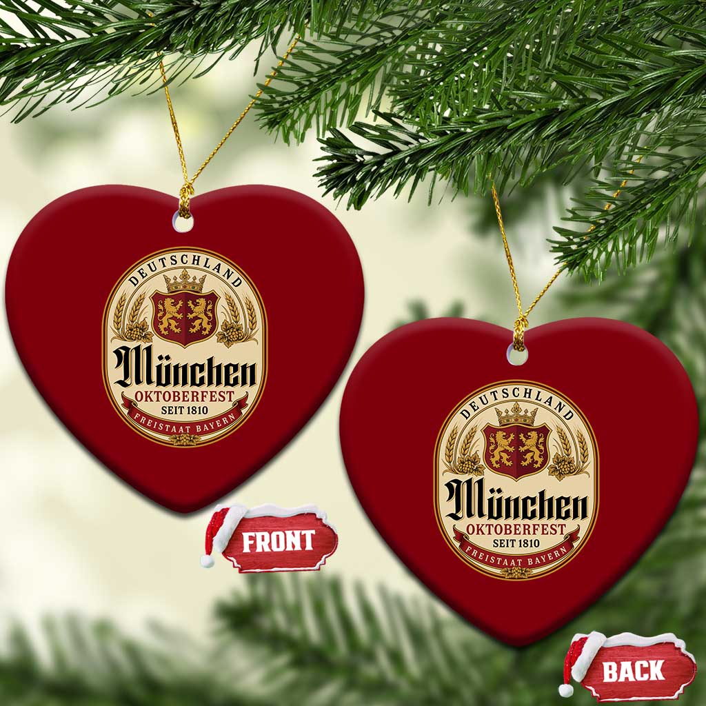 Oktoberfest Munchen Seit 1810 Ceramic Ornament Deutschland German Beer Label Bavarian Lion Shield TS11 Print Your Wear