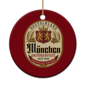 Oktoberfest Munchen Seit 1810 Ceramic Ornament Deutschland German Beer Label Bavarian Lion Shield TS11 1pc Red Print Your Wear