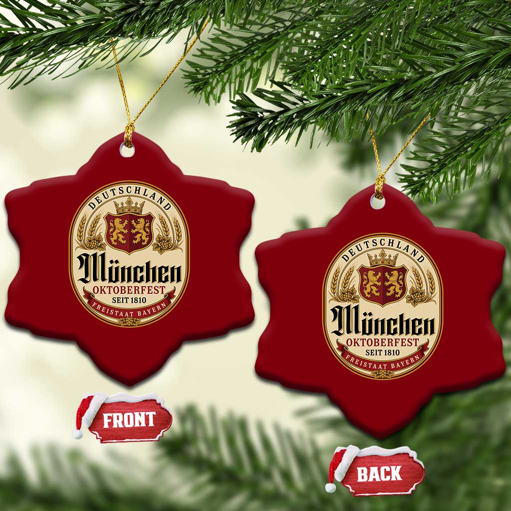 Oktoberfest Munchen Seit 1810 Ceramic Ornament Deutschland German Beer Label Bavarian Lion Shield TS11 Print Your Wear