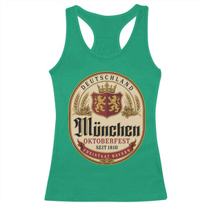 Oktoberfest Munchen Seit 1810 Racerback Tank Top Deutschland German Beer Label Bavarian Lion Shield TS11 Irish Green Print Your Wear