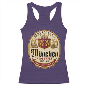 Oktoberfest Munchen Seit 1810 Racerback Tank Top Deutschland German Beer Label Bavarian Lion Shield TS11 Purple Print Your Wear