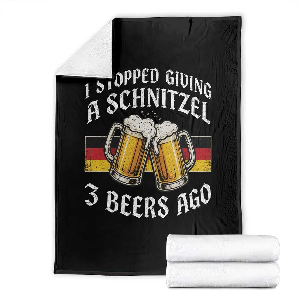 Funny Oktoberfest Beer Drinking Throw Blanket I Stopped Giving A Schnitzel 3 Beers Ago TS11 Black Print Your Wear