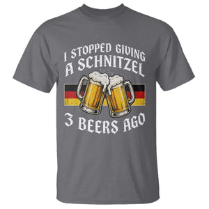 Funny Oktoberfest Beer Drinking T Shirt I Stopped Giving A Schnitzel 3 Beers Ago TS11 Charcoal Print Your Wear